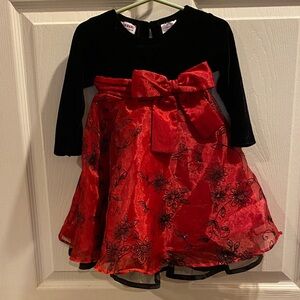 Blueberi Boulevard Velvet Black and Red Floral Dress
826